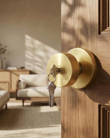 Exterior Gold Door Knob with Lock and Key 1 Pack