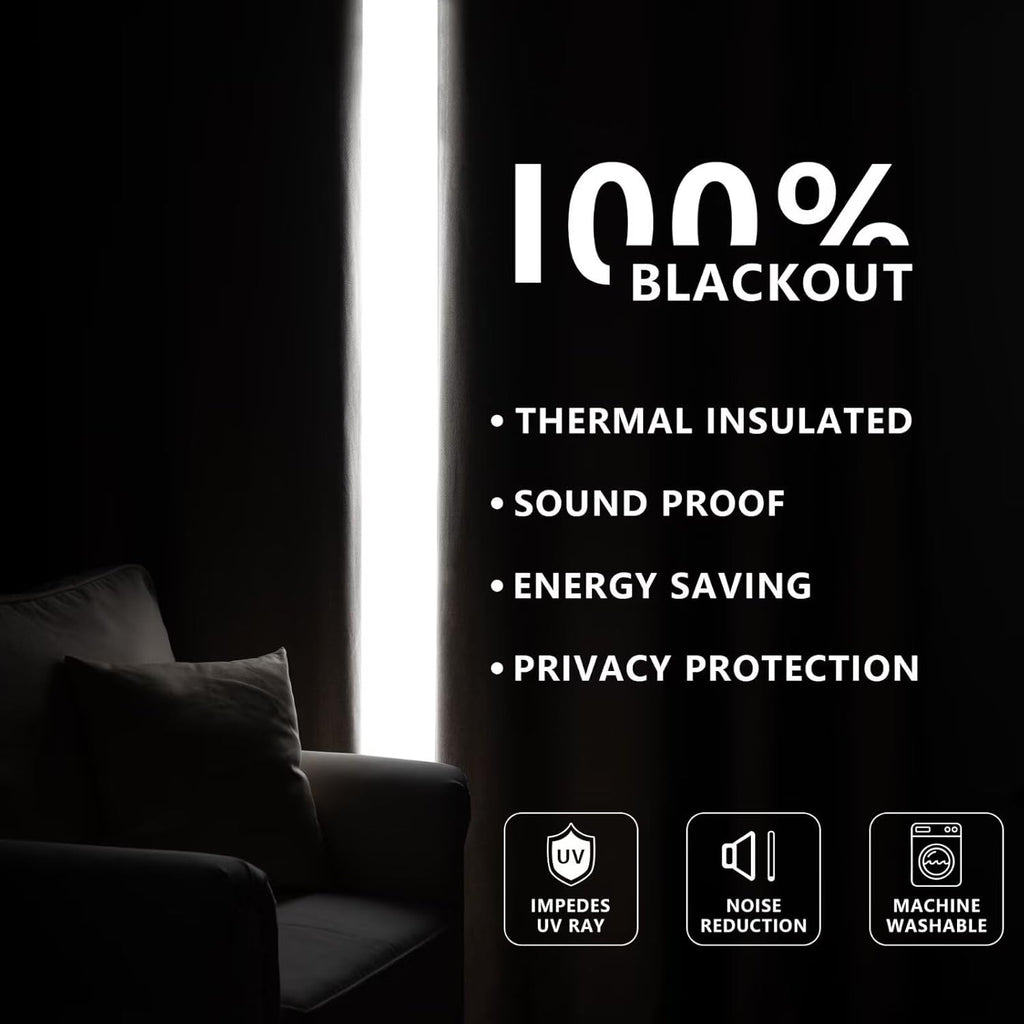 100% Blackout Curtains 96 Inches Long 2 Panels Set, Beige Curtains, Black Out Thermal Insulated Grommet Drapes