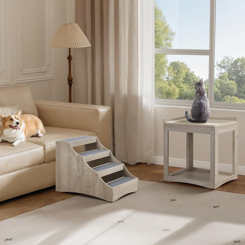 Large Pet Bunk Bed with Removable Step for Dogs and Cats