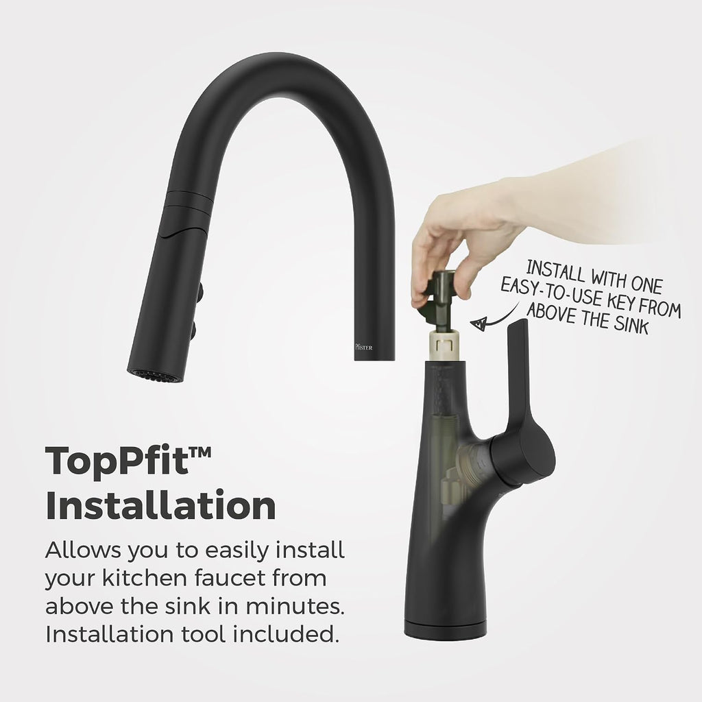Ceylon Kitchen Faucet with Pull Down Sprayer and Soap Dispenser, Single Handle, High Arc Spout, Matte Black Finish