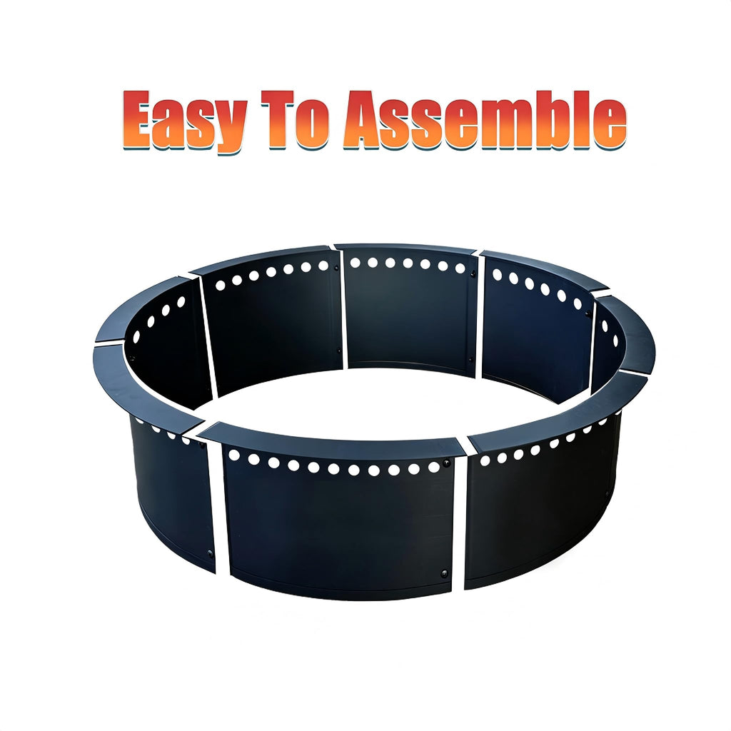 Outdoor 40-Inch Outer/36-Inch Inner Fire Pit Ring Smokeless, Duty Solid Metal Steel Round Firepit Rim Insert for DIY