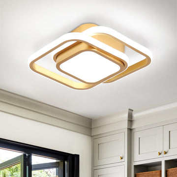 Gold Modern Ceiling Light, Small Square Hallway Ceiling Lamp Cool White 6000K Ceiling Lighting Fixtures Bedroom