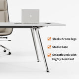 Writing Computer Desk, 60-Inch Large Executive Desk Office Workstation with Chrome-Plated Legs and Built-in Power