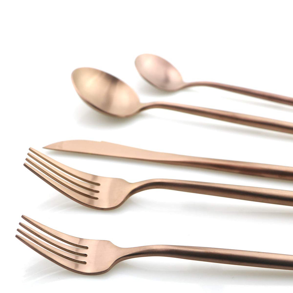 Luxury Silverware Royal Cutlery Set - 24 Piece Flatware Set - Service For 4 18/10 Stainless Steel - Matte Rose Gold