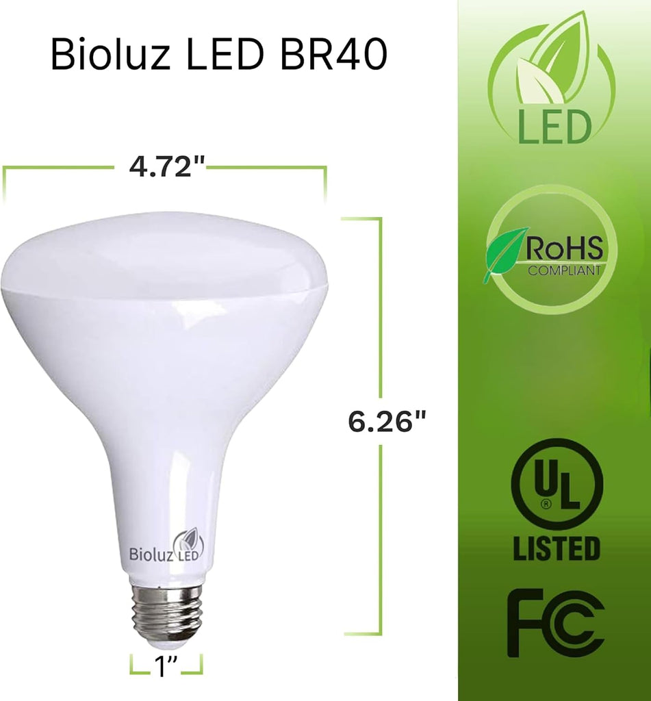 4 Pack BR40 LED Light Bulbs - Brightest Dimmable Instant ON Warm White 2700K 120W Equivalent Using 16W 1400 Lumen