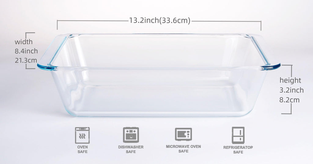Deep Clear Glass Baking Dish, Rectangular Tempered Glass Baking Pan, The Larger casserole dish. -3.5 Liter