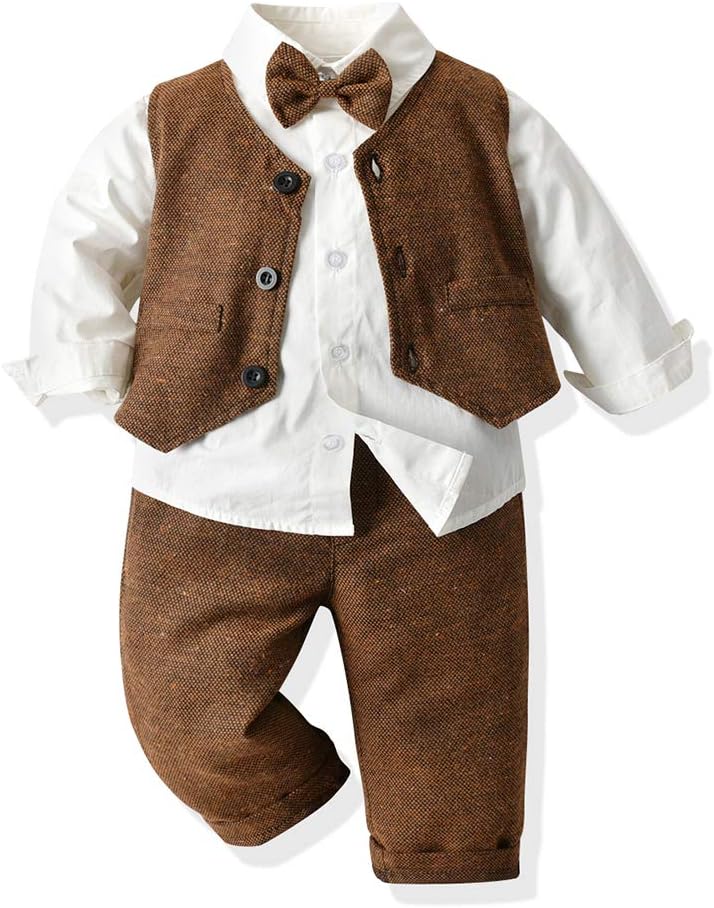 Boys Formal Suits Kids Classic Fit Dresswear Suit Vest Set Outfit