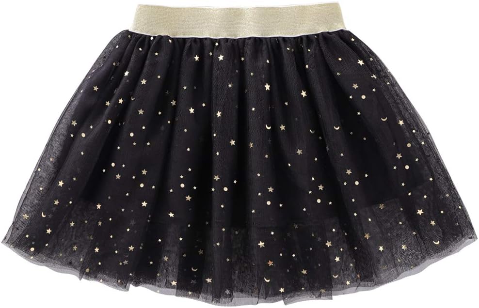 Toddlers Girls Sparkle Tulle Tutu Skirt with Sequins Stars Moon Sun