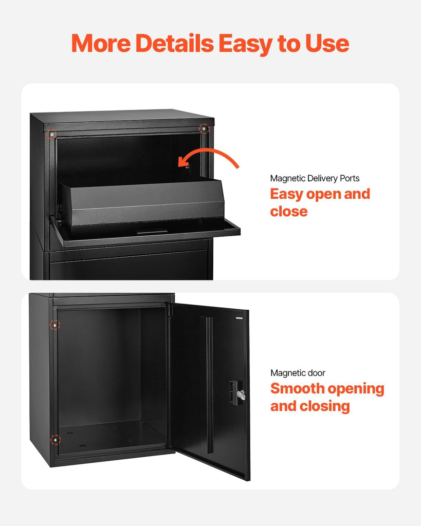 Package Delivery Boxes 38.6 in Mailbox for Parcel with Lock, Galvanized Steel Package Drop Box with Anti-Theft Design