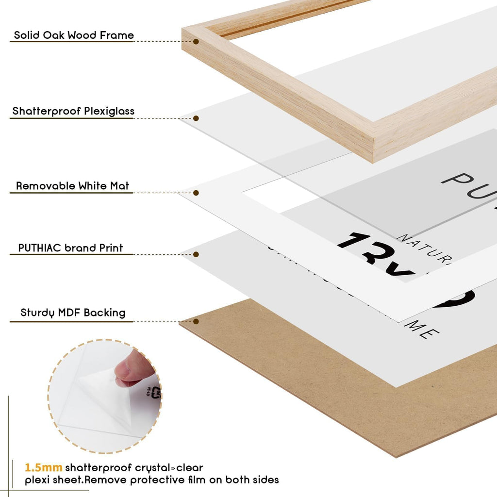13x19 Solid Oak Wood Picture Frame, Natural Oak, 1 Pack