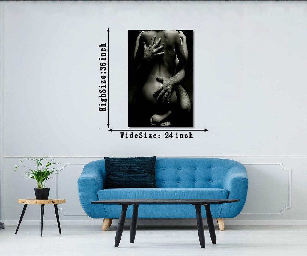 Black and White Sexy Wall Art Abstract Man Woman Canvas Prints Poster for Livng Room Bar Bedroom Hotel Stretched and