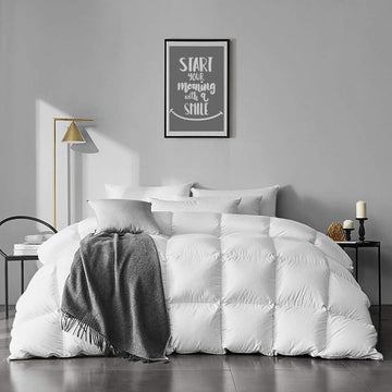 Lightweight Feather Down Comforter Twin - Ultra Soft 100% Organic Cotton Quilted Duvet Insert