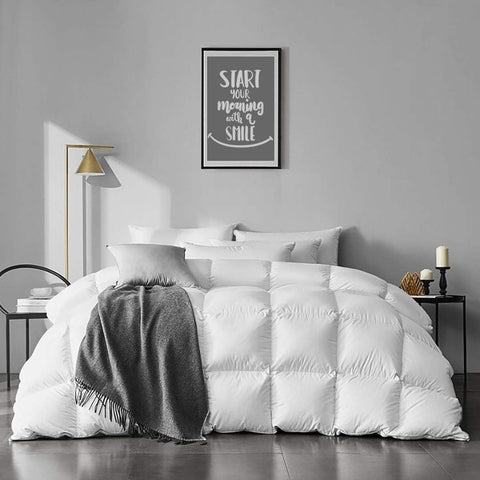 Lightweight Feather Down Comforter Twin - Ultra Soft 100% Organic Cotton Quilted Duvet Insert