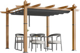 10x10 Ft Outdoor Retractable Pergola with Adjustable Roof Modern Metal Patio Gazebo