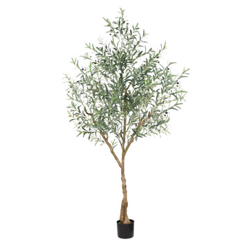 Olive Trees Artificial Indoor, 7FT Tall Faux Olive Tree with Lush Leaves and Lifelike Fruits, Artificial Plants in