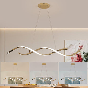 43" LED Chandelier Dimmable Gold Light Dining Room Kitchen