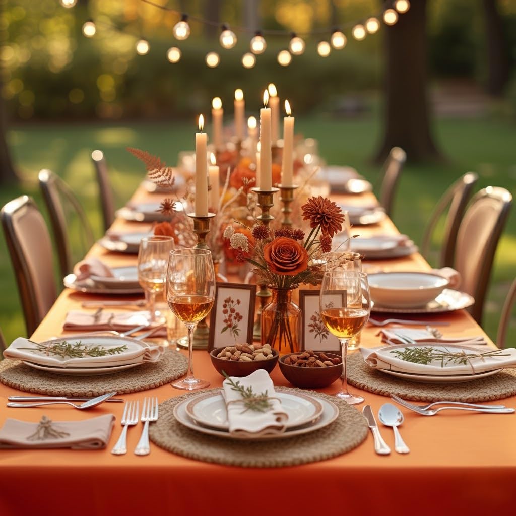 4-Pack 6ft Rust Fitted Tablecloth for Fall Festival