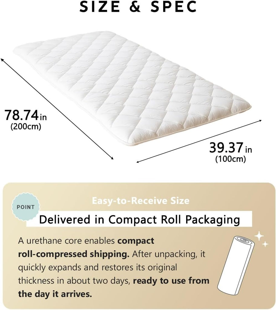 Japanese Futon Mattress Premium Twin, Floor Sleeping Mat Tatami Shikibuton Igusa Natural Cotton