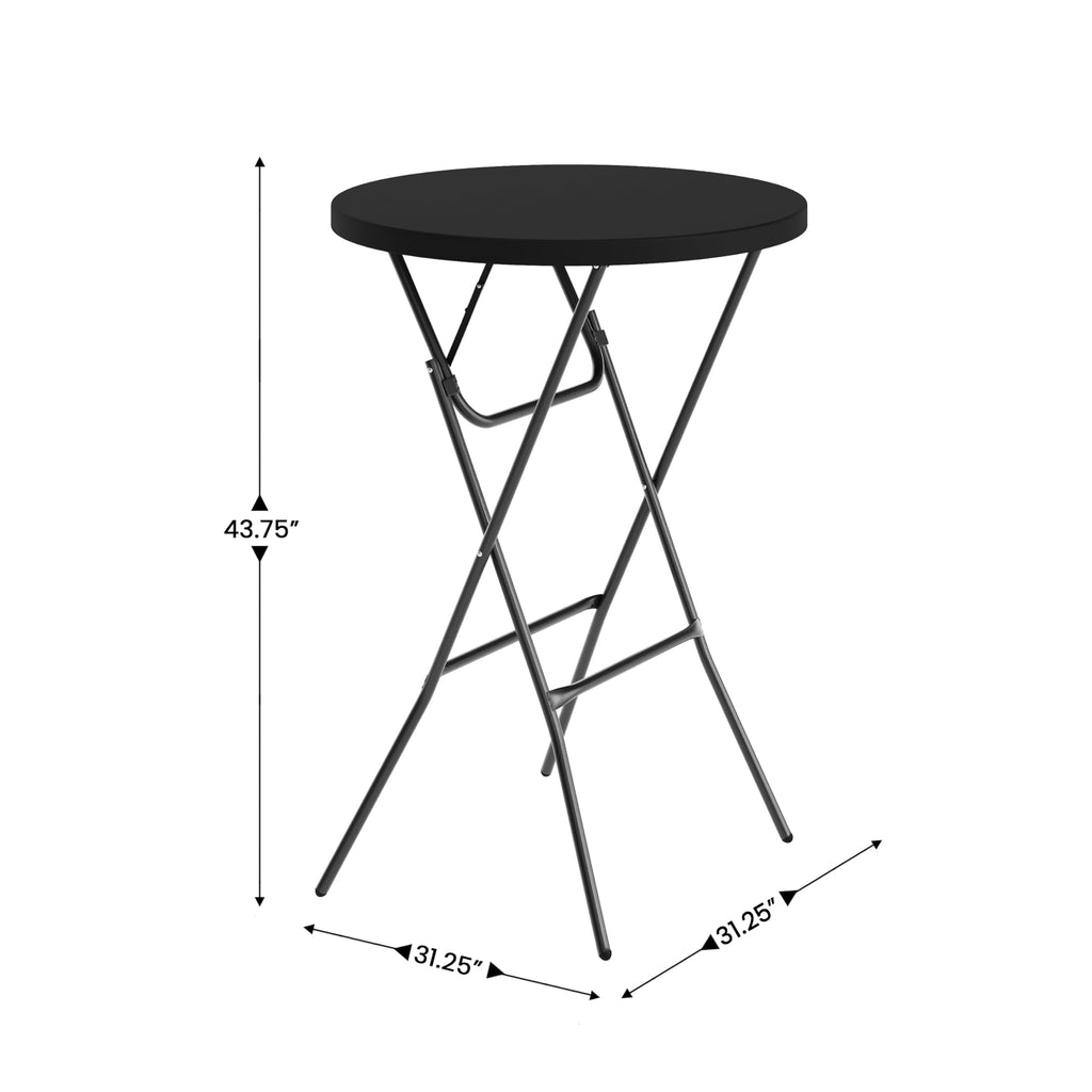 2.6-Foot Round Black Plastic Folding Table