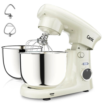 Stand Mixer, 4.2QT+5.3QT Two bowls Electric Mixer,White