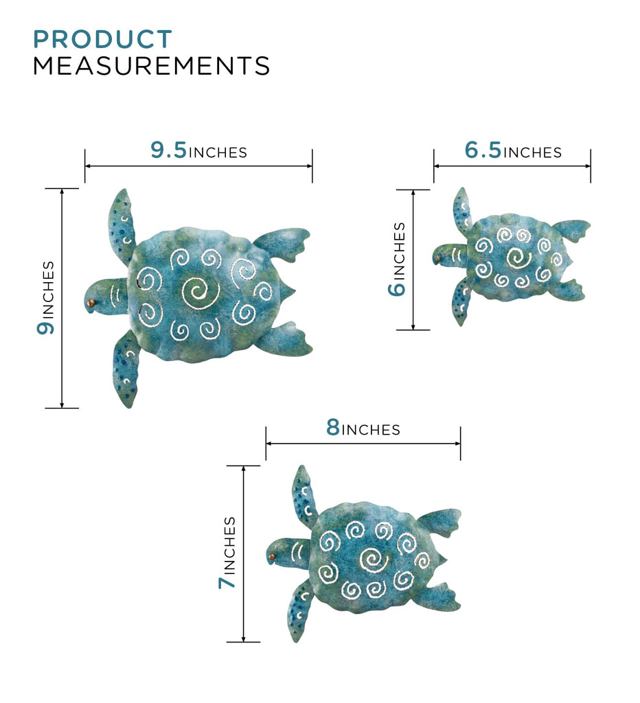 Art & Gift Sea Turtle Wall Décor, Handcrafted Metal Ocean-Inspired Art, Weather-Resistant Coastal Decor for Indoor &