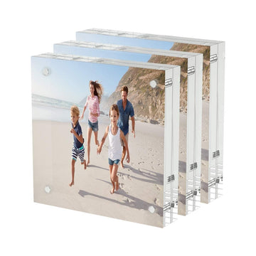 4x4 Acrylic Picture Frames 3 Pack, Clear Picture Frames, 20% Thicker