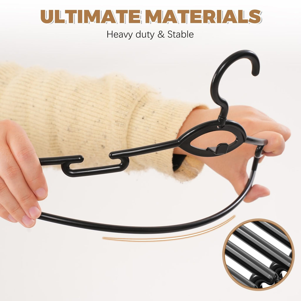 Heavy Duty Plastic Hangers 50 Pack, Stackable Space Saving, Black
