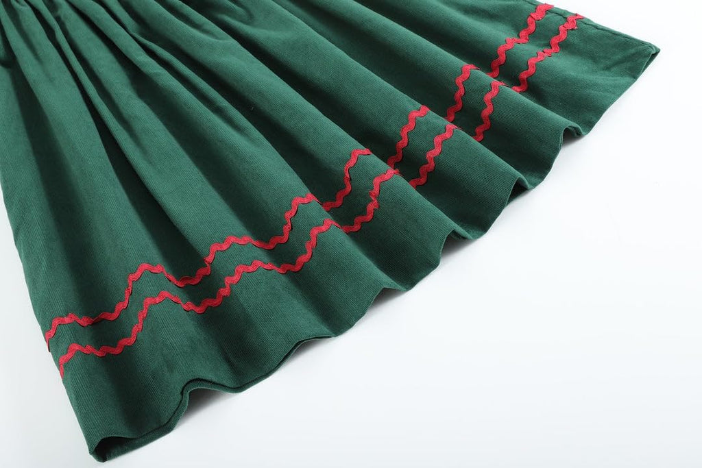 Green Mistletoe Christmas Smocked Bishop Dress
