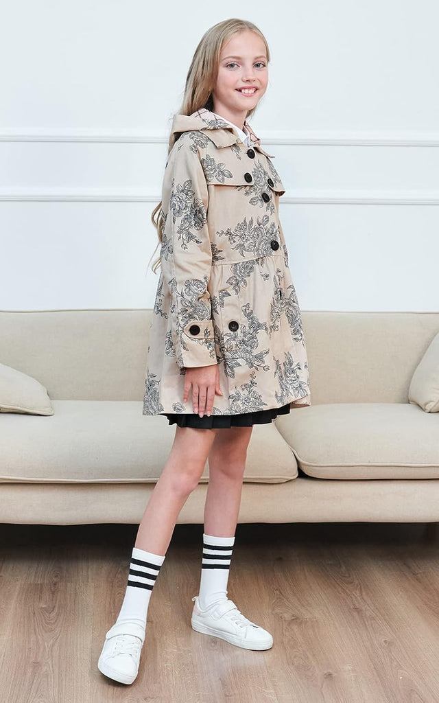 Girl's Hooded Trench Coat