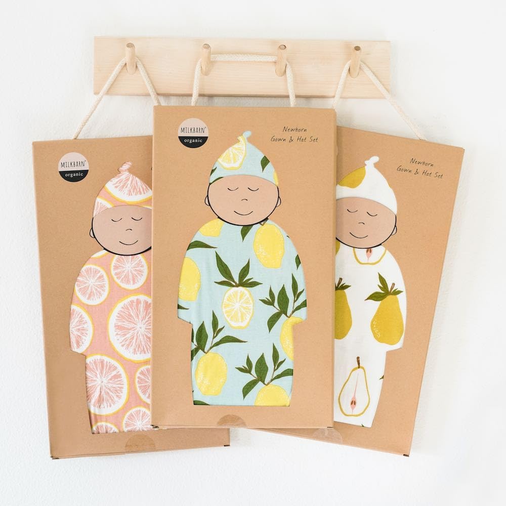 Newborn Gown and Hat Set - Baby Nightgown - Soft & Gentle - Stylish Announcement Outfit for Boys & Girls