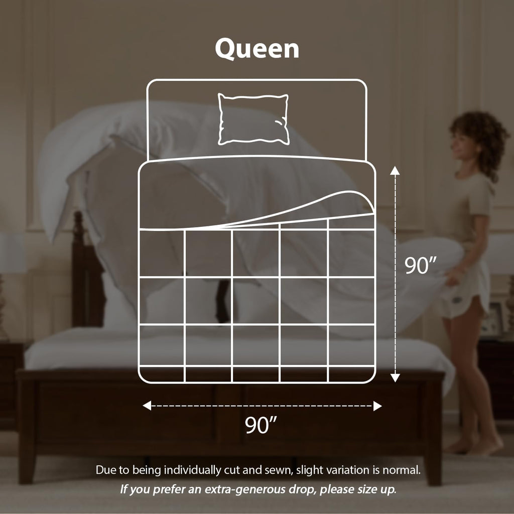 Goose Feather Down Fiber Comforters Queen, Extra Fluffy White Duvet Insert, Ultra-Soft, Breathable