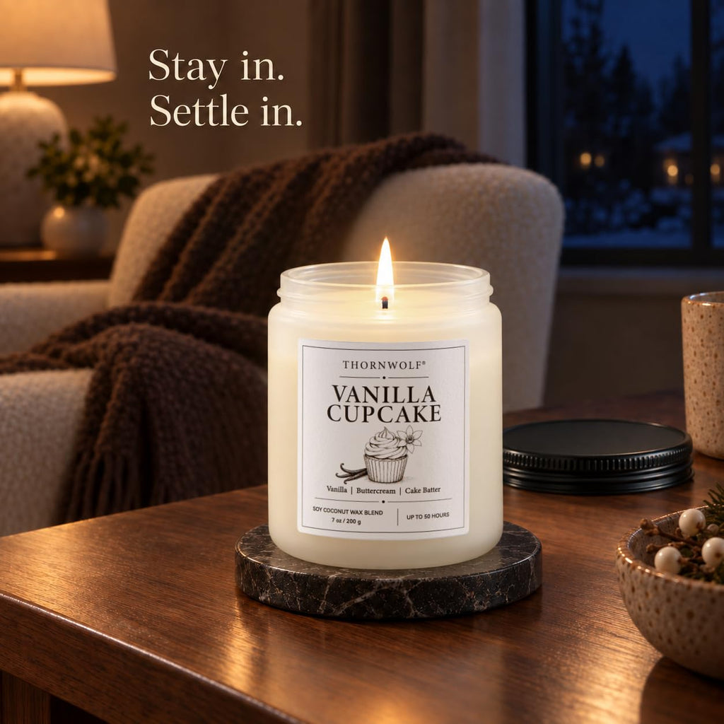 Vanilla Cupcake Scented Candle, Soy-Coconut Wax, 7 oz
