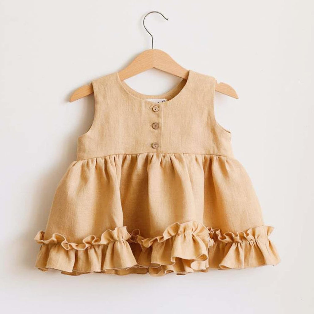 Baby Girls Linen Ruffles Dress Shirt Blouse Shorts Clothing Sets Toddler Vest Tops Bloomer 2pcs Outfits