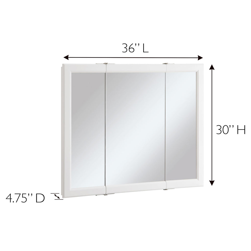 Wyndham Tri-View Medicine Cabinet, 36", White