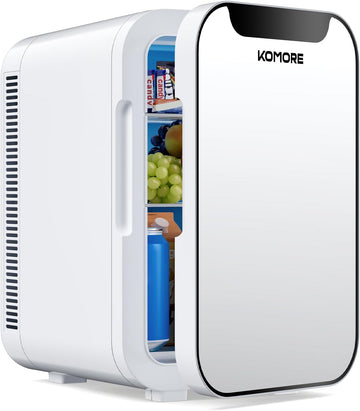 Small Mini Fridge, 18L Portable Tiny Fridge for Skincare, 120V/12V Makeup Refrigerator Mini, Thermoelectric Cooler &