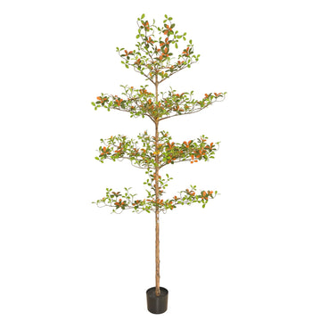 Black Olive Tree with Green and Red Leaf, 7FT Tall Faux Shady Lady Tree with Potted, Fake Olive Tree Decor Indoor