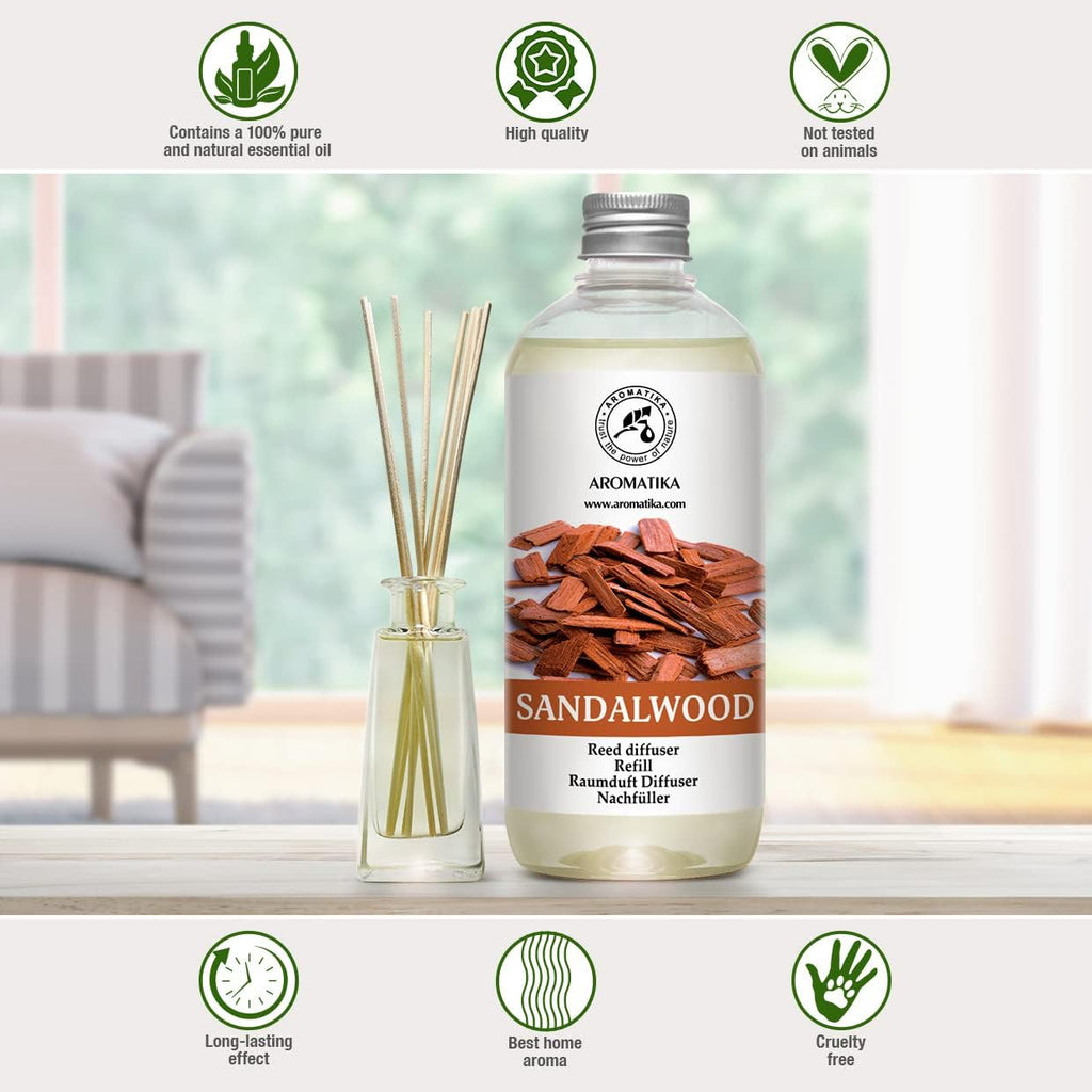 Reed Diffuser Refill Sandalwood 17 Fl Oz (500ml) - Room Diffuser - Home Fragrance - Scented Diffusers - Set of 17