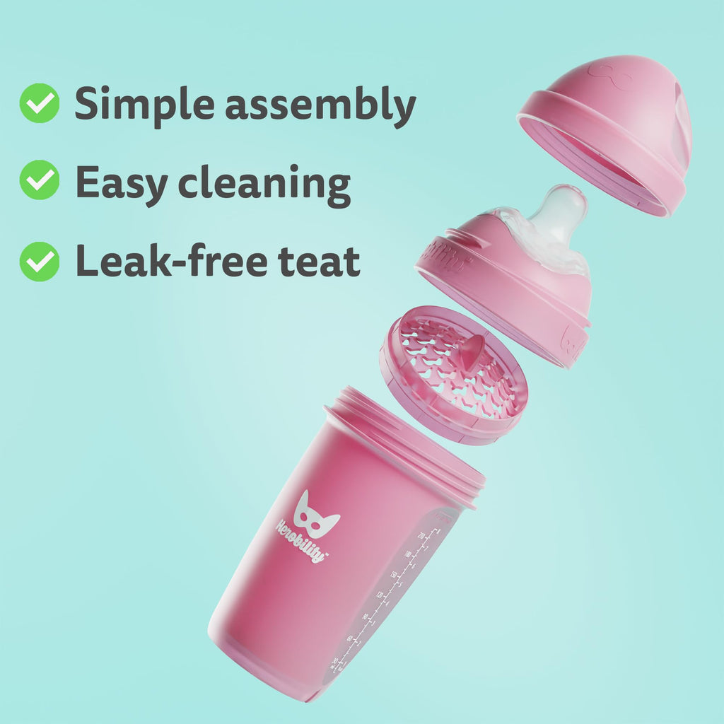 Anti-Colic Baby Bottles 5 fl oz/140 ml - Pack of 3 Newborn Baby Bottles, Slow Flow Plastic Bottles, Breast-Shaped