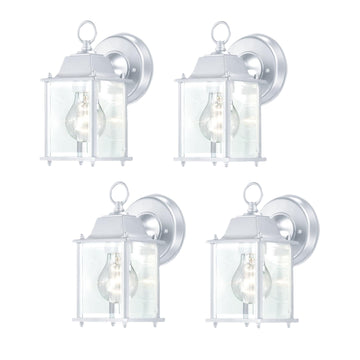4 Packs White Outdoor Wall Lantern, Exterior Waterproof Wall Sconce, Aluminum Housing Plus Glass, Wet Location