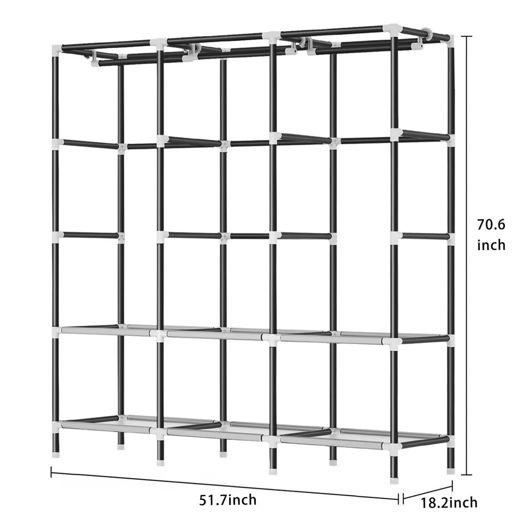 Wardrobe Closet, Steel Pipe Diameter 19mm, Portable Closet
