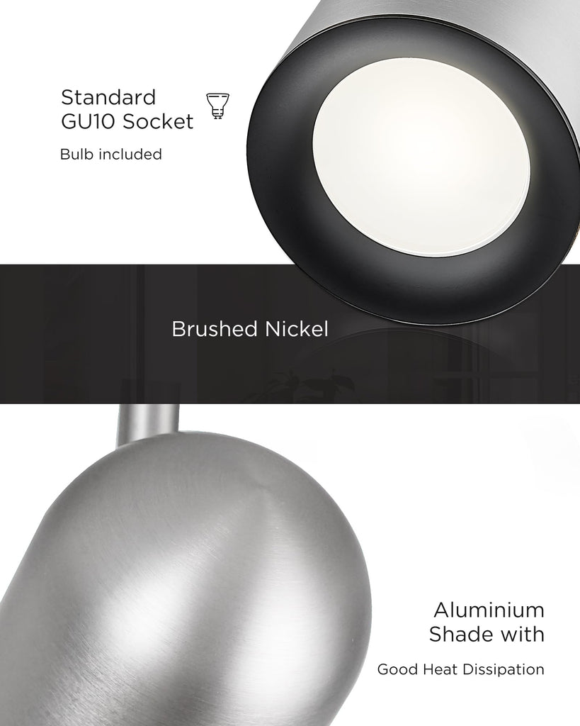 43" Track Light, Brushed Nickel LED Track Lighting Fixtures Ceiling, Rotatable LED Track Lighting Kit, Bulbs