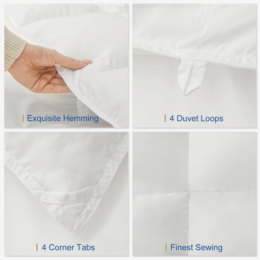 Fluffy Down Alternative Comforter, All Season Duvet Insert Lightweight Bed Comforter Insert White Baffle Box Stitched