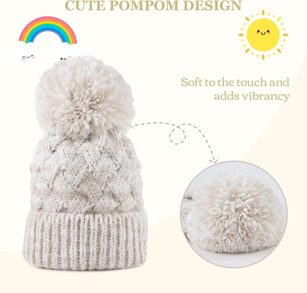 Knit Baby Beanie Toddler Winter Hat with Pompom for Infant Boy Girls