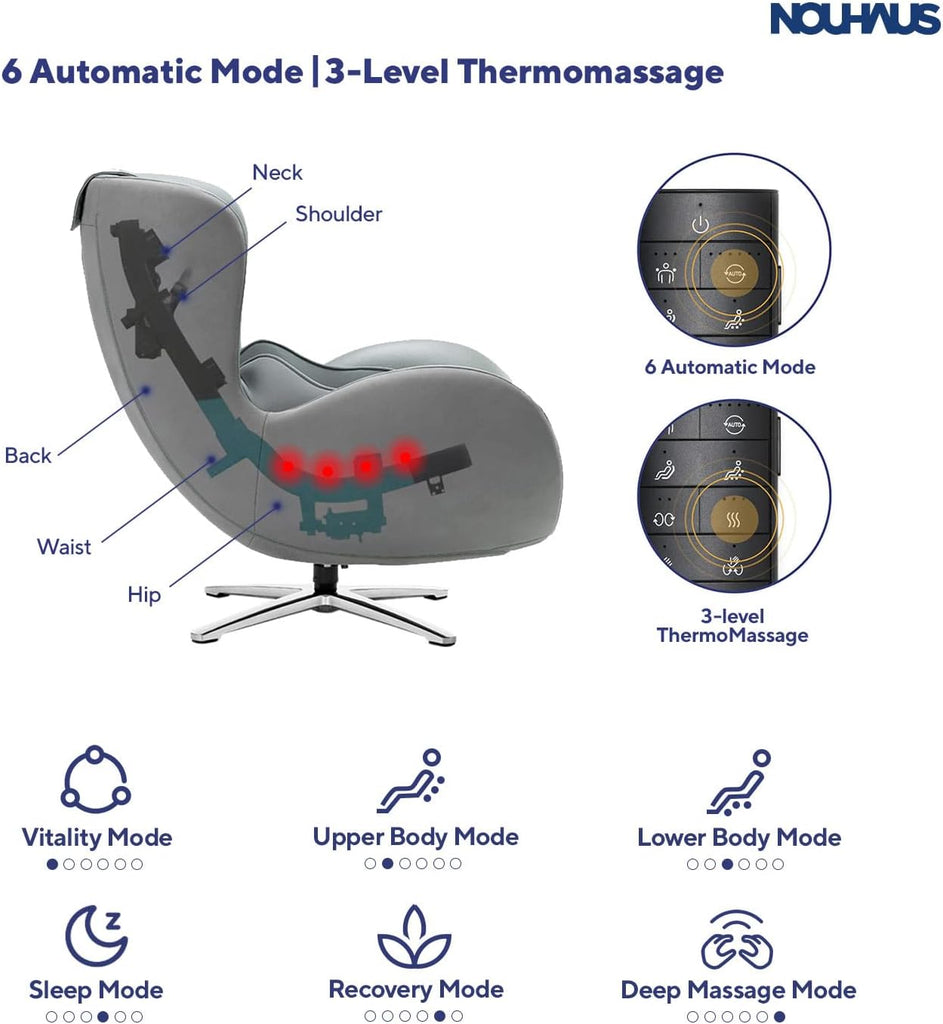 Heated Classic Massage Chair with Ottoman - Full Body & Spot Shiatsu Massager, Recliner with Bluetooth Speaker &