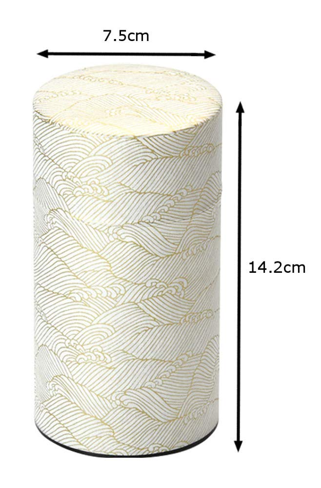 Pokkan a Japanese Tea Tin Canister, Air Tight, Double Lid, 200g Tea Capacity (Wave - Japanese Traditional Wave