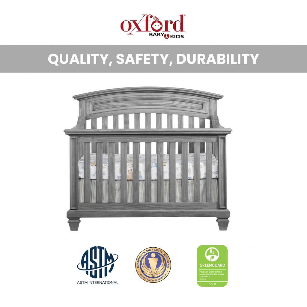 4 in 1 Convertible Crib, Brushed Gray