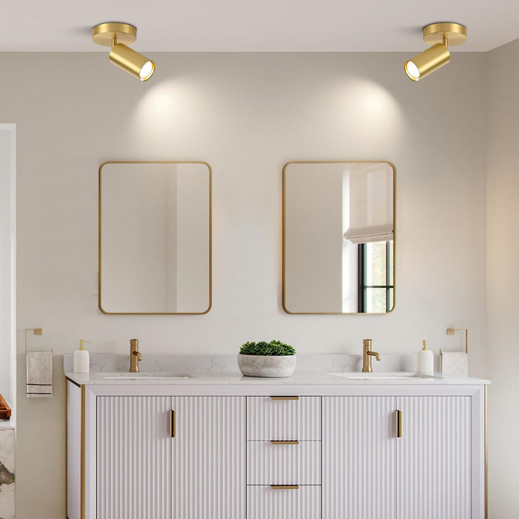Modern LED Track Lighting Kit Brushed Gold Spotlight Fixtures Ceiling Mount Indoor Matte Brass Ceiling Spot