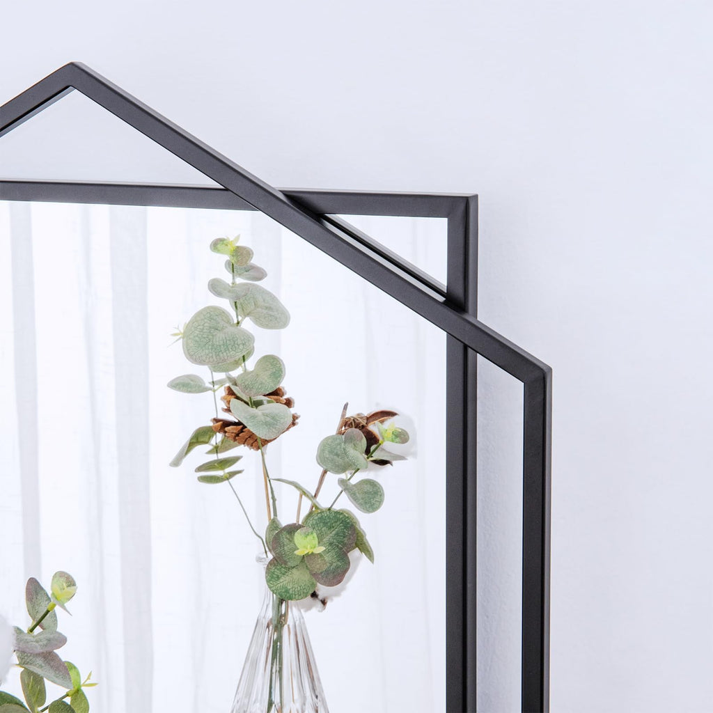 Living Room Black Wall Mirror for Decor with Metal Pipe, 32"x47"