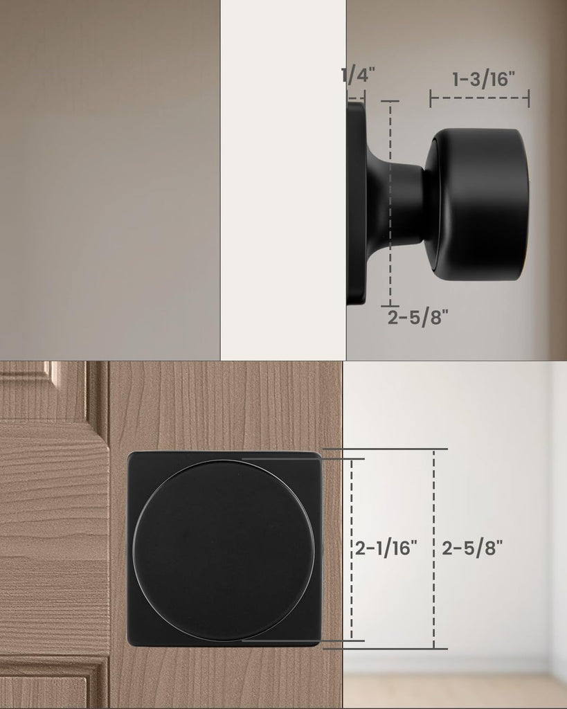 Matte Black Dummy Door Knobs 1 Pack, Non-Turning Interior Handle