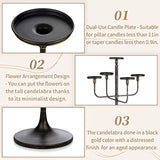 48inch Tall Candlestick Holders Floor Candelabra Black 5 Arms Candle Holders for Pillar Candles Flower Centerpiece